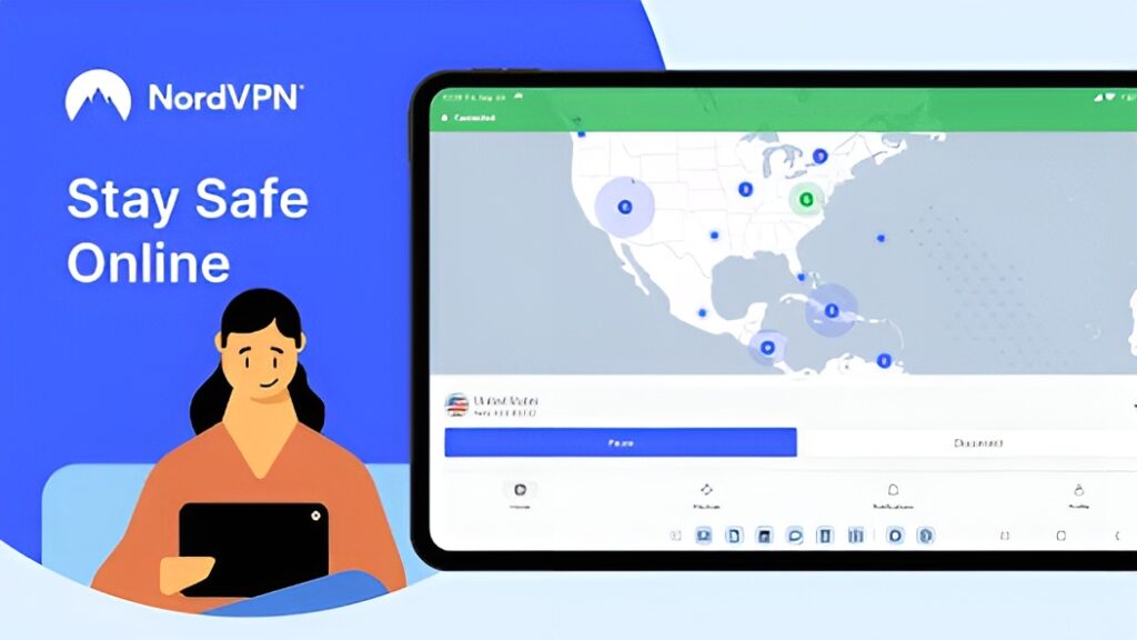 NordVPN interface showing server map and connection options NordVPN interface showing server map and connection options