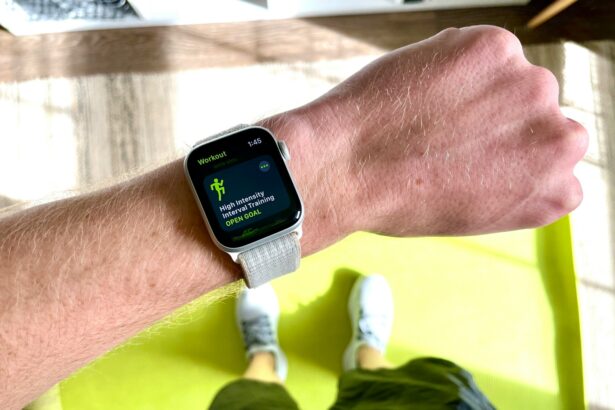 silver aluminum case apple watch with white sport band