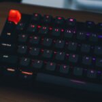 black and orange computer keyboard