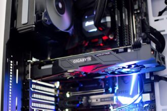 black Gigabyte graphics card