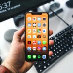 black samsung android smartphone turned on displaying icons