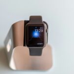 silver aluminum case apple watch with brown leather strap