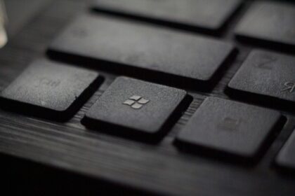 black laptop computer keyboard in closeup photo