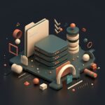 A stylized illustration of data storage and processing.