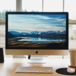 silver iMac ad wireless keyboard