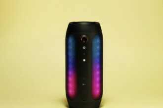 black and red lg portable speaker