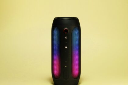 black and red lg portable speaker