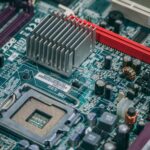 Detailed image of a modern computer motherboard showcasing components and circuits.