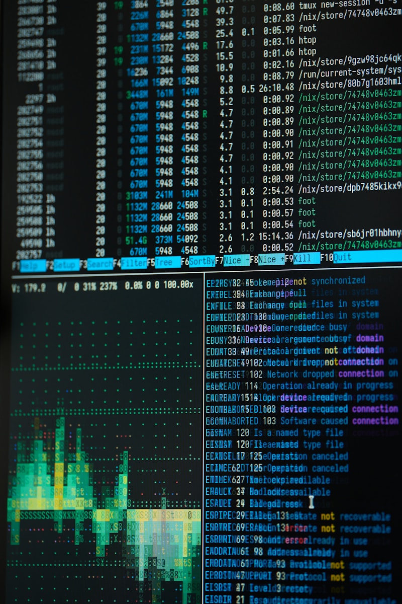 a close up of a computer screen with a lot of data on it