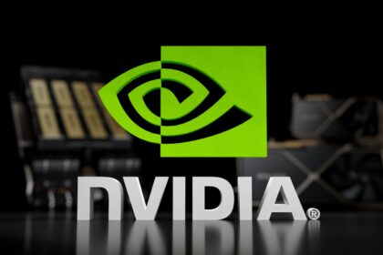 the nvidia logo is displayed on a table