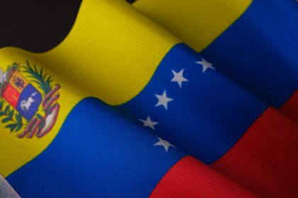 a close up of the flag of the state of venezuela